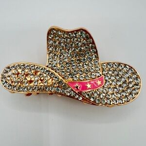 Rhinestone Cowboy Hat Hair Clip New